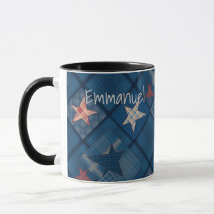 Denim patchwork mug