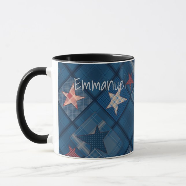Denim patchwork mug (Left)