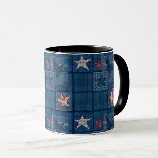 Denim patchwork mug (Front Right)