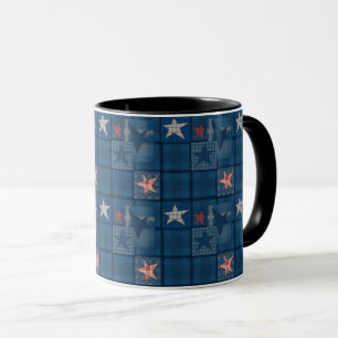 Denim patchwork mug