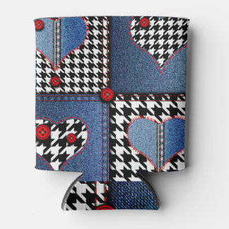 Denim Patchwork: Seamless Fabric Pattern Can Cooler