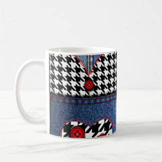 Denim Patchwork: Seamless Fabric Pattern Coffee Mug