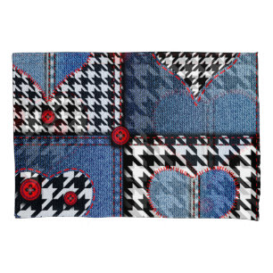 Denim Patchwork: Seamless Fabric Pattern Pillowcase