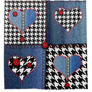 Denim Patchwork: Seamless Fabric Pattern Shower Curtain