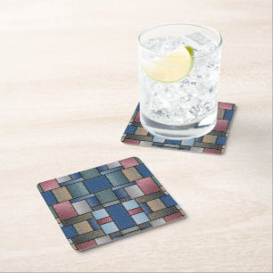 Denim Patchwork Square Paper Coaster