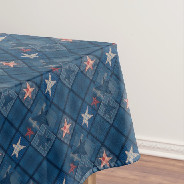 Denim patchwork tablecloth (In Situ)