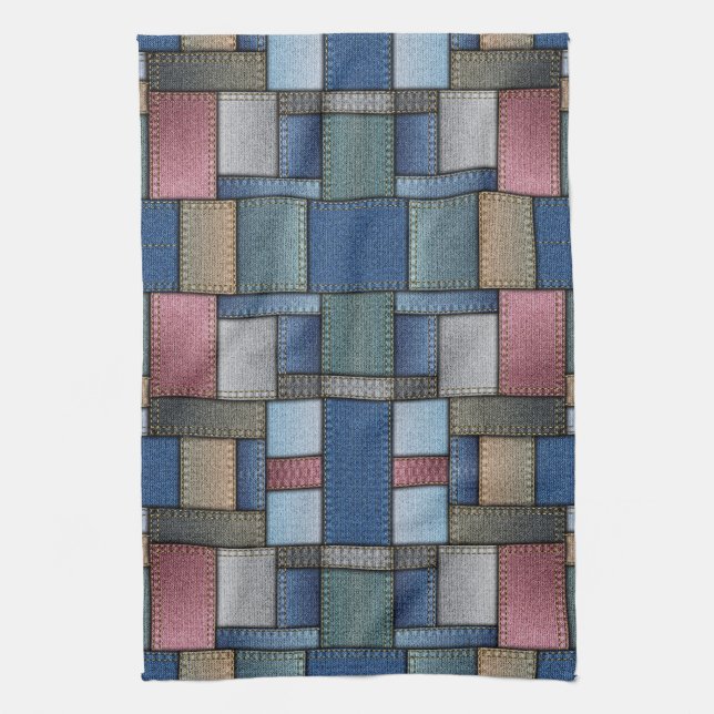 Denim Patchwork Tea Towel (Vertical)