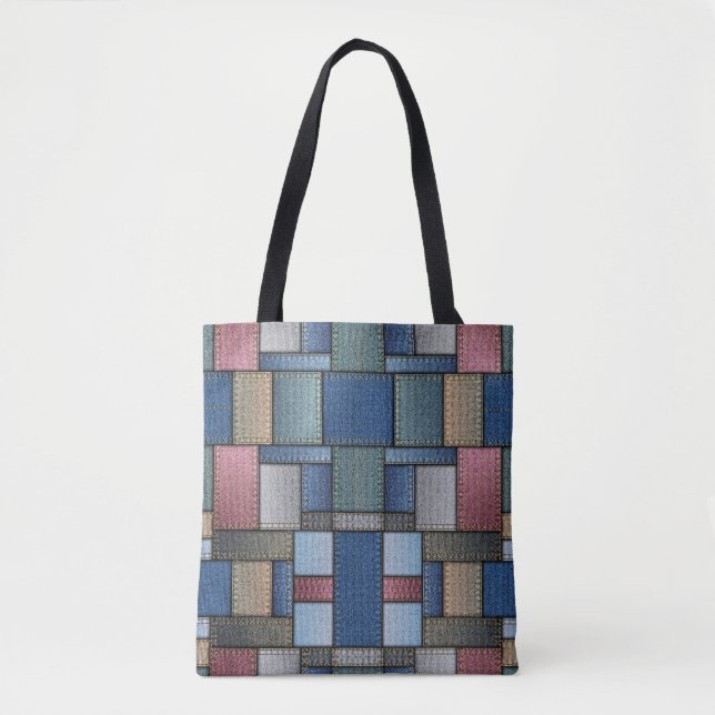 Denim Pattern Tote Bag (Front)