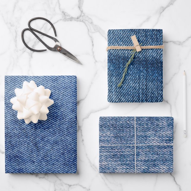 Denim Pattern Wrapping Paper Sheet (Front)