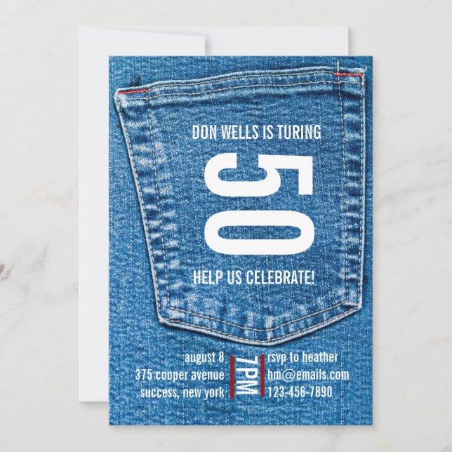 Denim Pocket Invitation (Front)