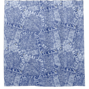 Denim Pockets Abstract Patchwork Shower Curtain