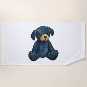Denim Puppy Dog Art Funny Dog Denim funny tshirt Beach Towel