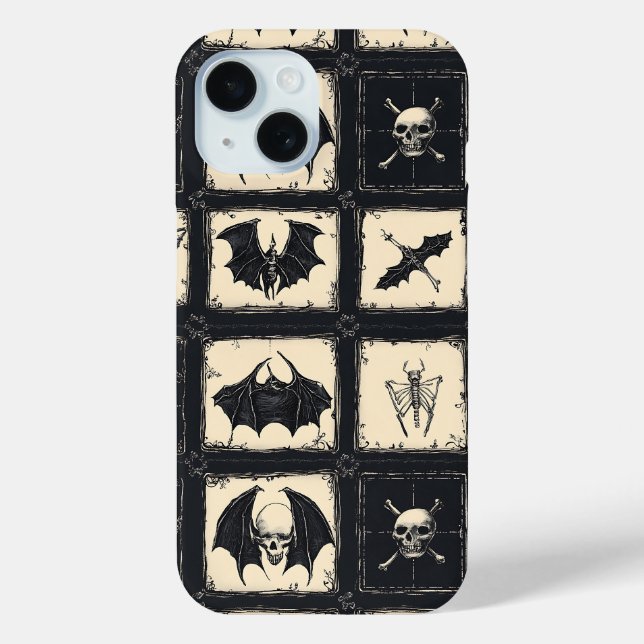 Denim Quilt with Bats and Skeletons Case-Mate iPhone Case (Back)