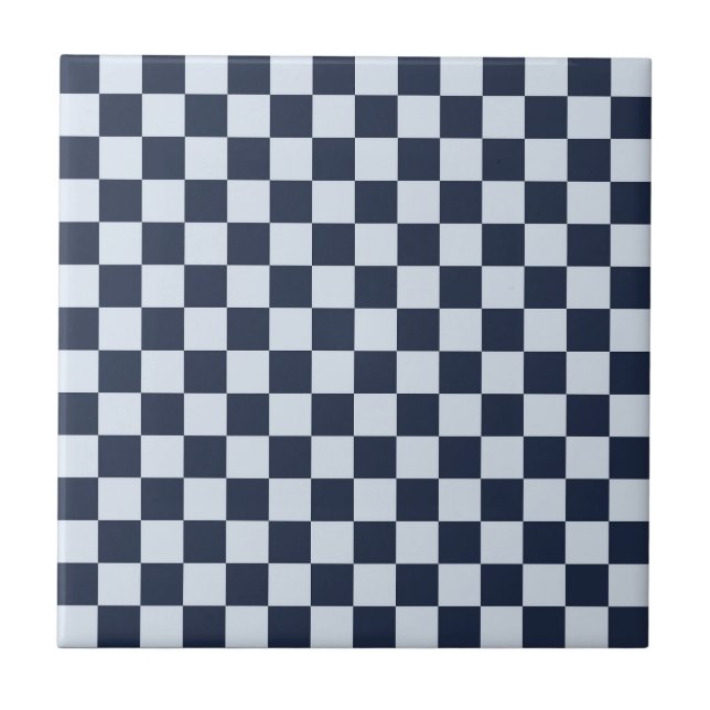 Denim rinse chequerboard pattern ceramic tile (Front)