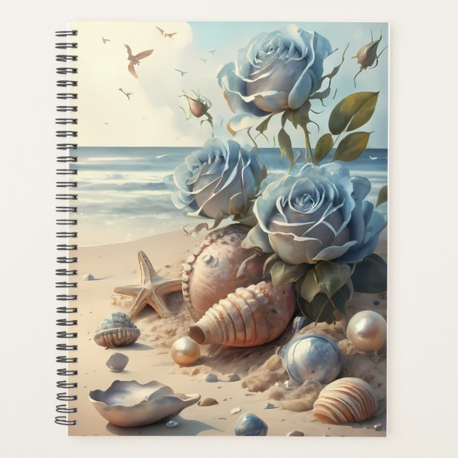  Denim Rose & Pearl Dotted Planner cover (Front)