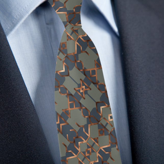 Denim Sage Copper Abstract Pattern Tie (Creator Uploaded)