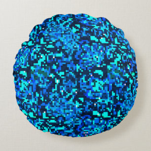 Denim seamless pattern. Denim floral background. B Round Cushion