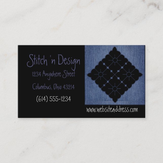 Denim Sewing Patchwork Business Cards (Front)
