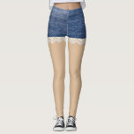 Denim Shorts Leggings Lace<br><div class="desc">This design was created through digital art. It may be personalised by clicking the customise button and changing the colour, adding a name, initials or your favourite words. Contact me at colorflowcreations@gmail.com if you with to have this design on another product. Purchase my original abstract acrylic painting for sale at...</div>