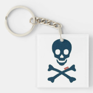 denim skull key ring