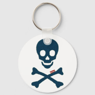 denim skull key ring