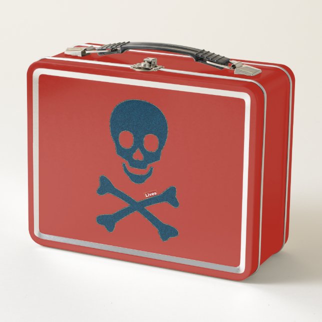 Denim Skull Metal Lunch Box (Front)