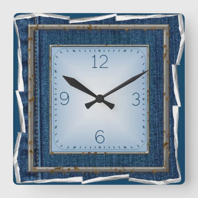 Denim Square Wall Clock (Front)