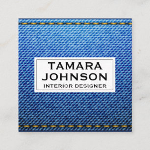 Denim   Stitched Seems Square Business Card