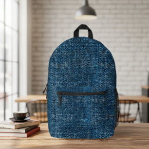 Denim Style Backpack with Unique Print 