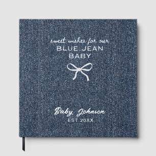 Denim Style Blue Jean Baby Shower Guestbook, Best Guest Book