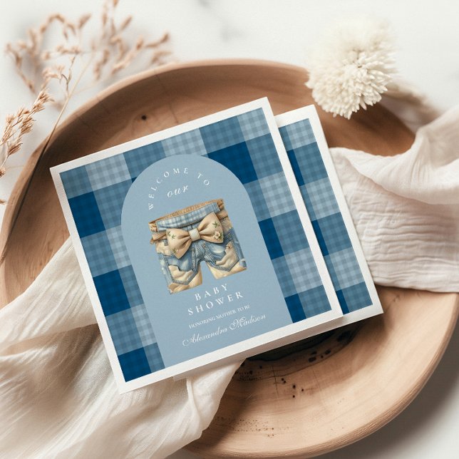 Denim Teddy Bear Baby Shower Napkin (Creator Uploaded)