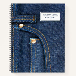 Denim teenagers back to school custom name notebook