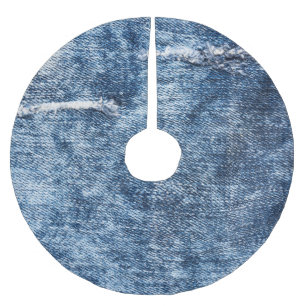 Denim texture: blue jeans background. brushed polyester tree skirt