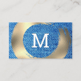 Denim Texture   Gold Brushed Business Card