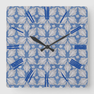 Denim texture with Lace Repeat Pattern Square Wall Clock