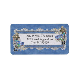 Denim Textured Lace and Costume Jewellery Label