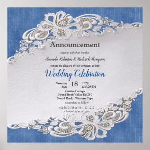 Denim Textured with Lace Poster