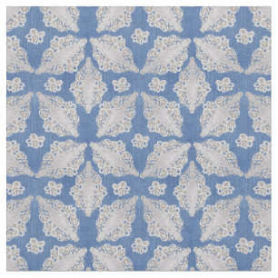 Denim textured with lace Seamless Repeats Fabric