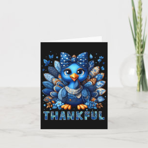 Denim Thankful Turkey Grandma Mama Mom Give Thanks Card