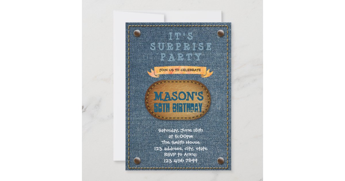 Denim theme party invitation | Zazzle