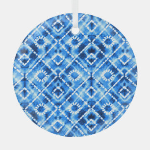 Denim Tie Dye Texture: Modern Elegance. Glass Tree Decoration