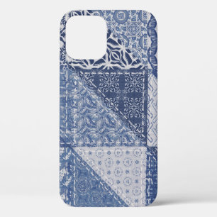 Denim Triangle Patchwork Vintage Texture. iPhone 12 Case