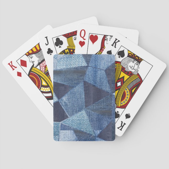 Denim Urban: Distressed Striped Patchwork. Playing Cards (Back)