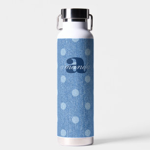 Denim Washed Polka Dot Water Bottle