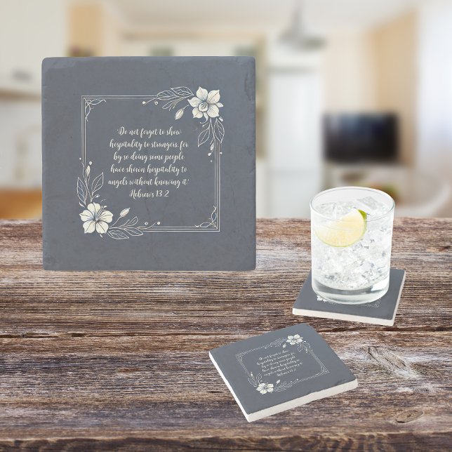 Denim White Flora Customisable Verse Stone Coaster (Creator Uploaded)