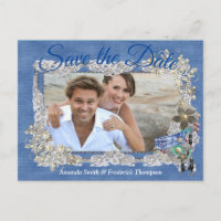 Denim with Cream Flower Lace and Costume Jewellery