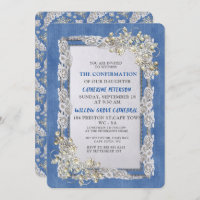 Denim with Cream Flower Lace and Pearls