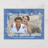 Denim with Cream Flower Lace