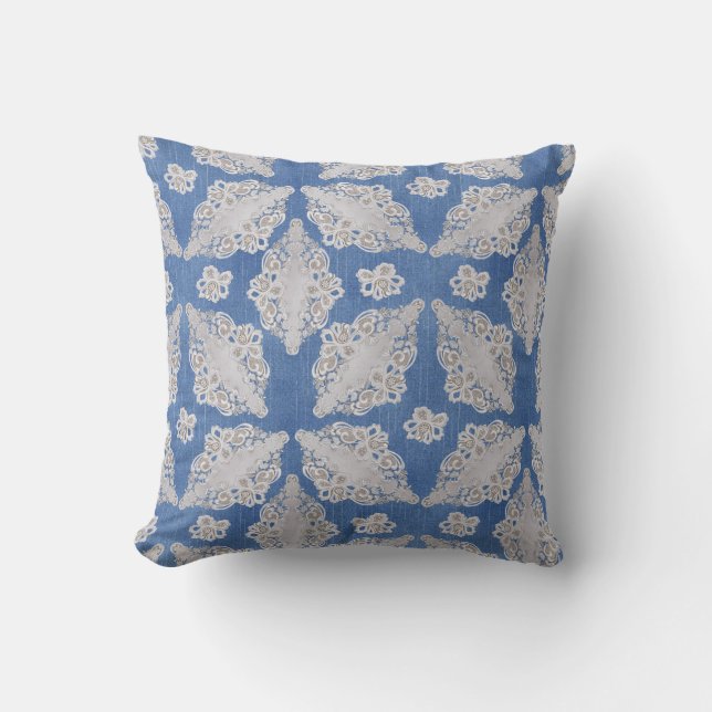 Denim with Lace Repeat Cushion (Front)