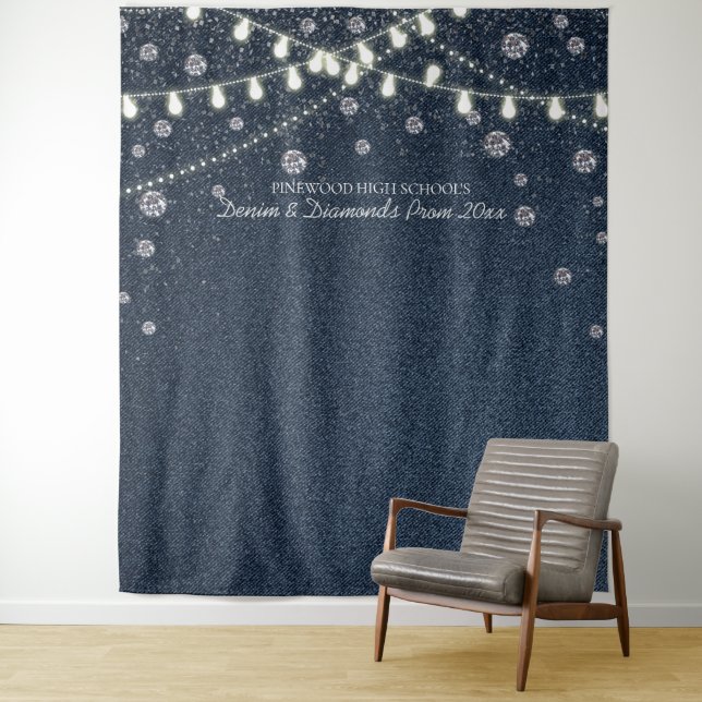 Denima and Diamonds Backdrop  Tapestry (In Situ)